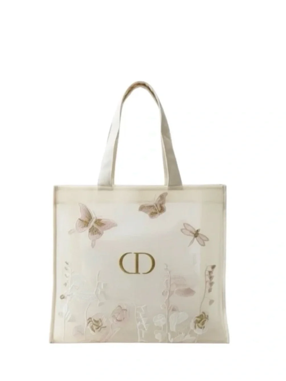 Dior Cream Floral Embroidered Tote Bag - Picture 1 of 6